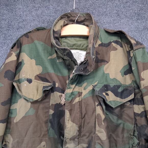 U.S. Military Cold Weather Coat W/ Liner Woodland Camo Green Brown SZ XL Vintage - Picture 8 of 16